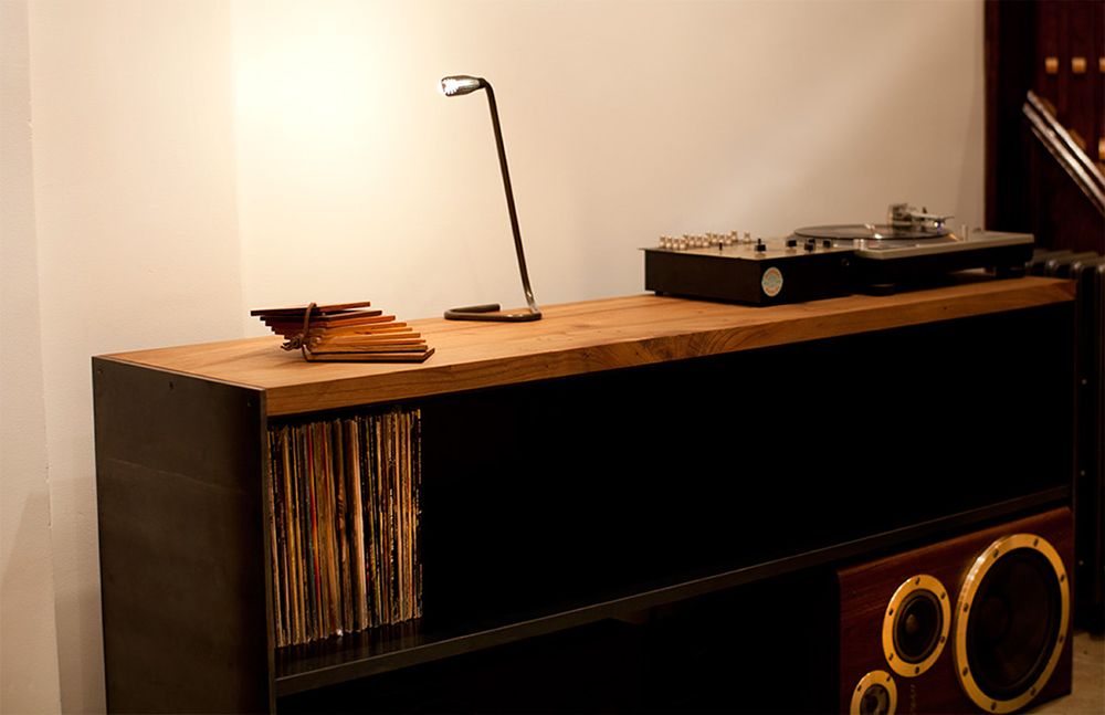 Reclaimed wood credenza with steel